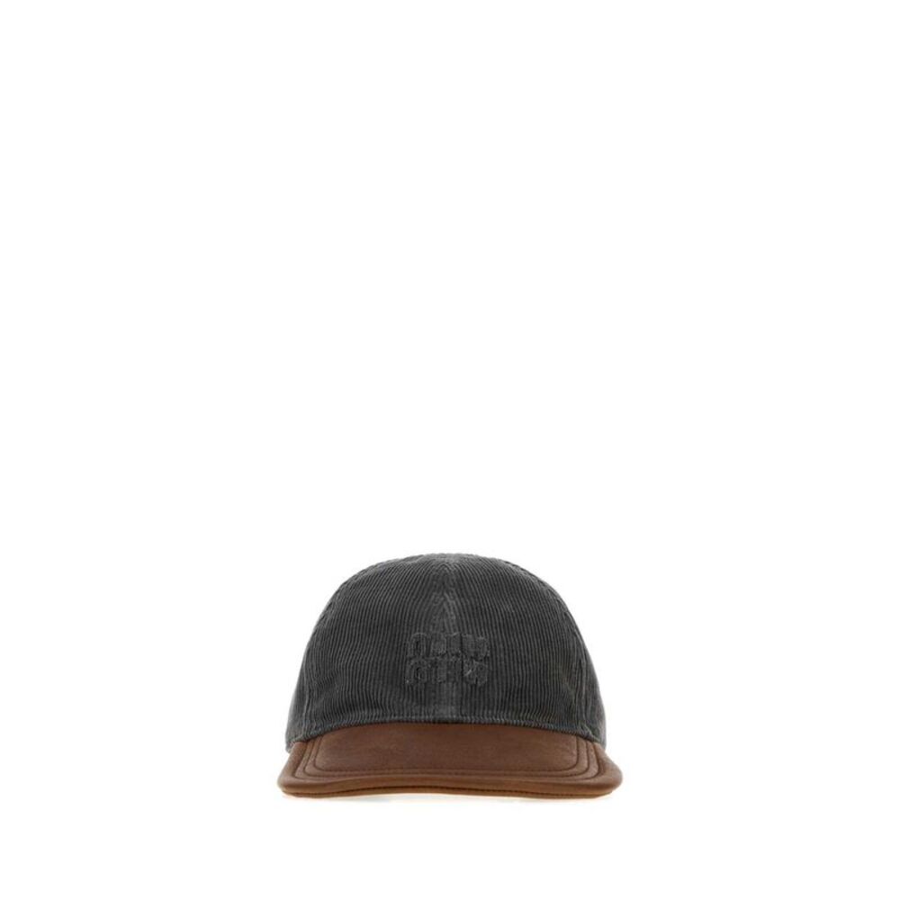 Miu Miu Women Grey Corduroy Baseball Cap